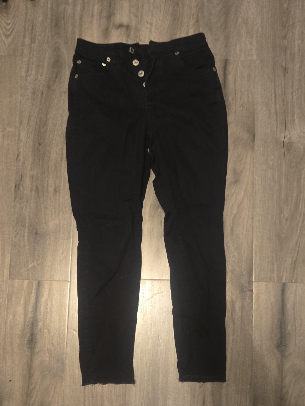 Urban Planet Black Button-Fly Slim Fit Pants